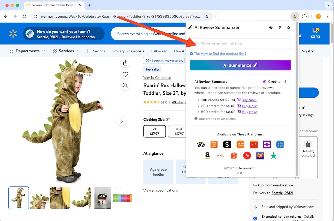 how to find Walmart product link